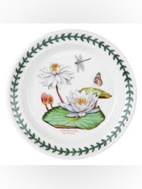 Botanic Garden Exotic Botanic Garden 10.5” Plate with White Water Lily Motif 2pc